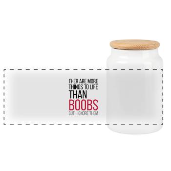 BOOBS - Panoramic Cookie Jar with Wooden Lid - white - Front