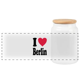 I love Berlin - Panorama Keksdose mit Holzdeckel - Weiß - Vorne