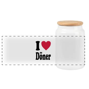 I love Döner - Panorama Keksdose mit Holzdeckel - Weiß - Vorne