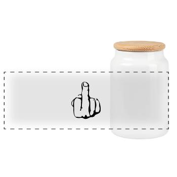 mittelfinger - Panorama Keksdose mit Holzdeckel - Weiß - Vorne