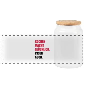 kochen - Panorama Keksdose mit Holzdeckel - Weiß - Vorne