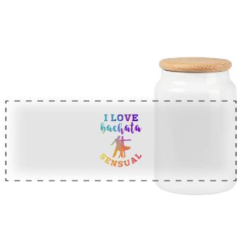 luv bachata - Boîte à biscuits avec couvercle en bois - blanc - Devant