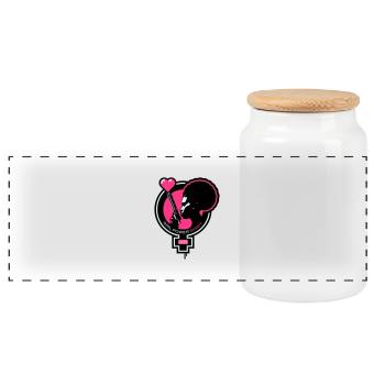 Girl-Power-Spirit-01-customizable - Boîte à biscuits avec couvercle en bois - blanc - Devant