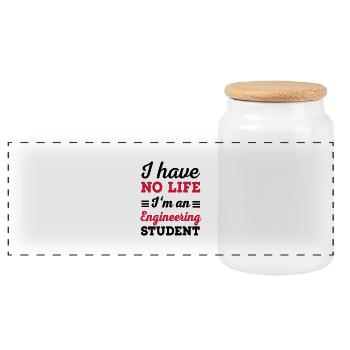 engineer - Panoramic Cookie Jar with Wooden Lid - white - Front