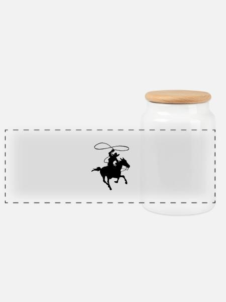 Cowboy - Panorama Keksdose mit Holzdeckel - Weiß