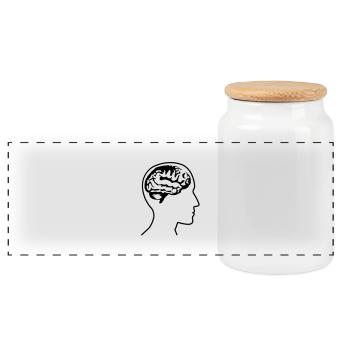 brain_head___f1 - Panorama Keksdose mit Holzdeckel - Weiß - Vorne