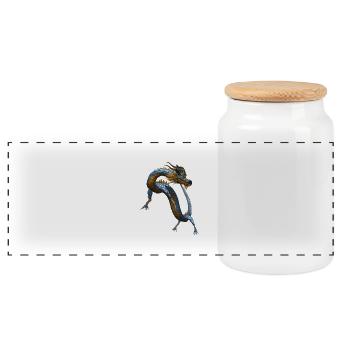 dragon chinois - Boîte à biscuits avec couvercle en bois - blanc - Devant