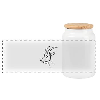 Goat kid - Panoramic Cookie Jar with Wooden Lid - white - Front