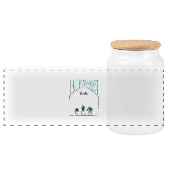 Haus | Familie | Name personalisiert | Einzug - Panorama Keksdose mit Holzdeckel - Weiß - Vorne