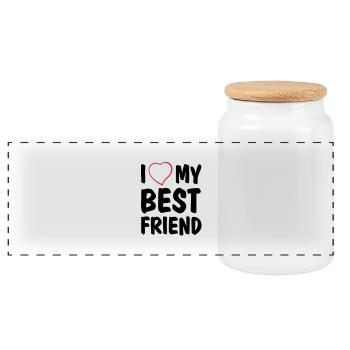 I love my best friend - Boîte à biscuits avec couvercle en bois - blanc - Devant