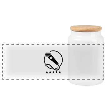 microphone_cool__f1 - Panoramic Cookie Jar with Wooden Lid - white - Front