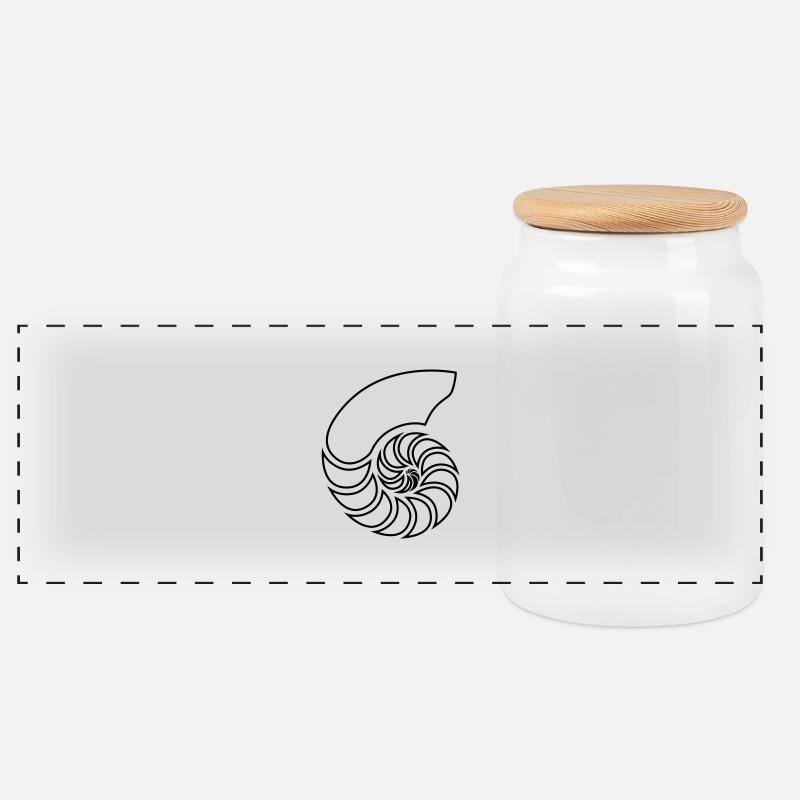 nautilus spiral shell - Panoramic Cookie Jar with Wooden Lid - white