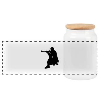 sniper - Panoramic Cookie Jar with Wooden Lid - white - Front