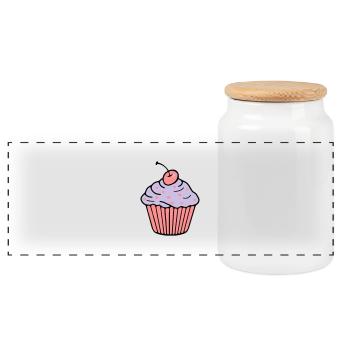 Cupcake - Panoramic Cookie Jar with Wooden Lid - white - Front