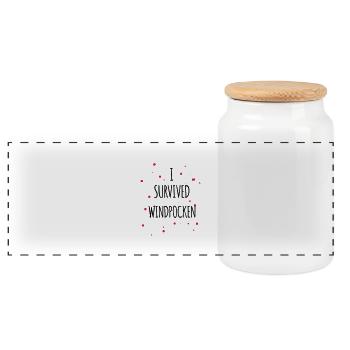 I survived chicken pox 2c - Panoramic Cookie Jar with Wooden Lid - white - Front