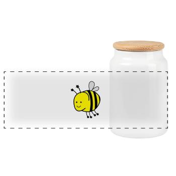 lustige_biene - Boîte à biscuits avec couvercle en bois - blanc - Devant