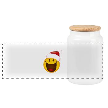 Smiley Glossy Big Happy Christmas - Panoramic Cookie Jar with Wooden Lid - white - Front