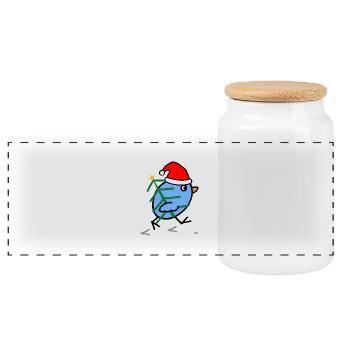 Vogel Weihnachten - Panorama Keksdose mit Holzdeckel - Weiß - Vorne