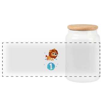 Ich bin schon 1 - Ich bin schon ein Jahr alt -Baby - Panorama Keksdose mit Holzdeckel - Weiß - Vorne