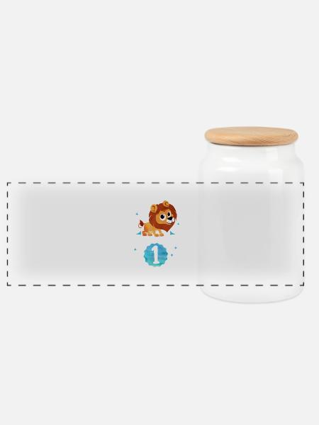 Ich bin schon 1 - Ich bin schon ein Jahr alt -Baby - Panorama Keksdose mit Holzdeckel - Weiß