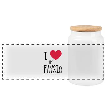 Physiotherapy Physio Krankengymnast Kiné Doctor - Panoramic Cookie Jar with Wooden Lid - white - Front
