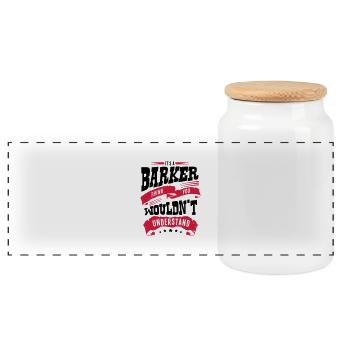 barker name thing you wouldnt understand - Panoramic Cookie Jar with Wooden Lid - white - Front