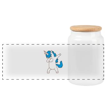 Dab Dancing Einhorn Dabbing Unicorn Tanz Kind - Panorama Keksdose mit Holzdeckel - Weiß - Vorne