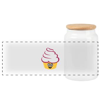 cupcake_funny - Panorama Keksdose mit Holzdeckel - Weiß - Vorne