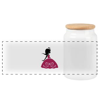 prinzessin_002 - Panoramic Cookie Jar with Wooden Lid - white - Front