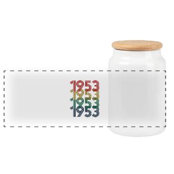 Cool Retro 1953, 70 Jahre alt, Geschenk zum 70. Geburtstag - Panorama Keksdose mit Holzdeckel - Weiß - Vorne