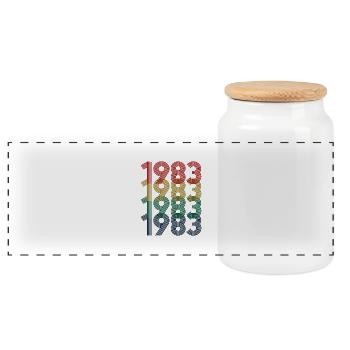 Cool Retro 1983, 40 Years Old, 40th Birthday Gift - Panoramic Cookie Jar with Wooden Lid - white - Front