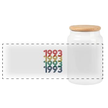 Cool Retro 1993, 30 Jahre alt, Geschenk zum 30. Geburtstag - Panorama Keksdose mit Holzdeckel - Weiß - Vorne