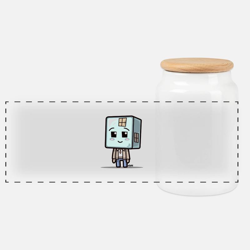 Cubeman - Panorama Keksdose mit Holzdeckel - Weiß
