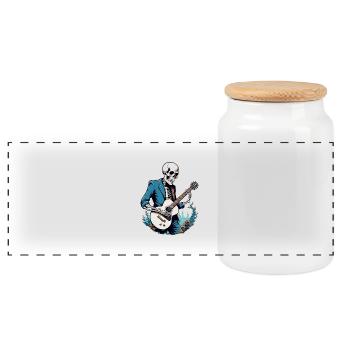 Skeleton with guitar - Panoramic Cookie Jar with Wooden Lid - white - Front