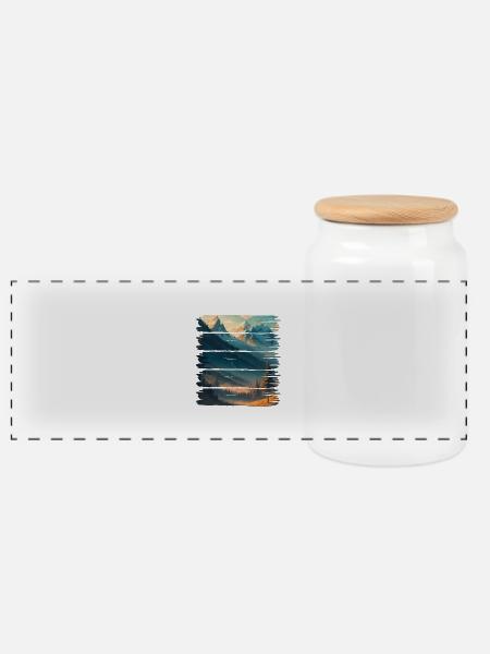 Landscape, nature, forest - Panoramic Cookie Jar with Wooden Lid - white