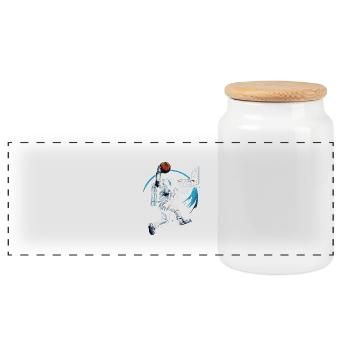 Astronaut Slam Dunk Basketball - Panoramic Cookie Jar with Wooden Lid - white - Front