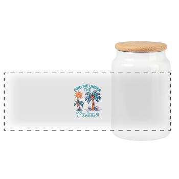 Palm tree sunset palm Trees - Panoramic Cookie Jar with Wooden Lid - white - Front