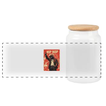 Urban hip hop design - Panoramic Cookie Jar with Wooden Lid - white - Front