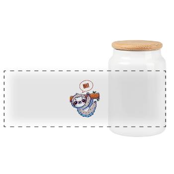 Faultier Comic - Panorama Keksdose mit Holzdeckel - Weiß - Vorne