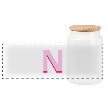 Pop and modern pink letter n - Panoramic Cookie Jar with Wooden Lid - white - Front