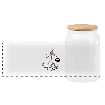 Dog Birthday New Year's Eve Party Hat Celebrate Toad - Panoramic Cookie Jar with Wooden Lid - white - Front