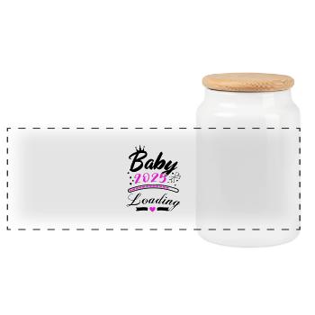 Bébé 2025 chargement - Boîte à biscuits avec couvercle en bois - blanc - Devant