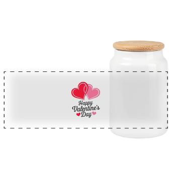 Happy Valentine's Day T-Shirt, Love Gift, Heart - Boîte à biscuits avec couvercle en bois - blanc - Devant