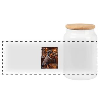 Rottweiler wearing 1920s suit cute dogs - Panoramic Cookie Jar with Wooden Lid - white - Front