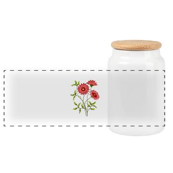 Flowers - Panoramic Cookie Jar with Wooden Lid - white - Front