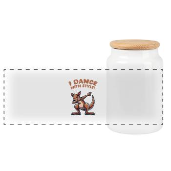 Kangaroo Dabbing - Panoramic Cookie Jar with Wooden Lid - white - Front