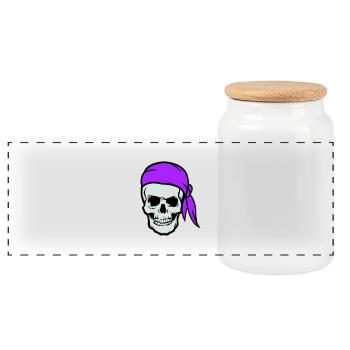 crâne pirate - Boîte à biscuits avec couvercle en bois - blanc - Devant