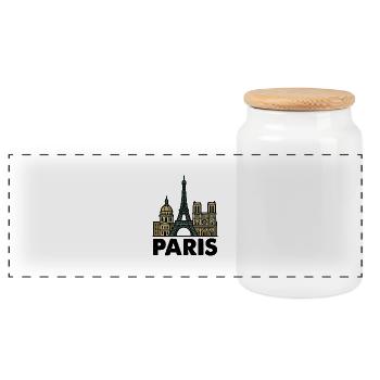 Horizon de Paris - Boîte à biscuits avec couvercle en bois - blanc - Devant
