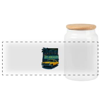 los angeles skyline - Panorama Keksdose mit Holzdeckel - Weiß - Vorne