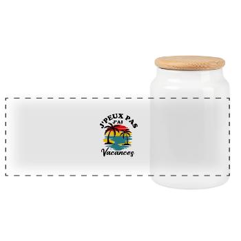 Vacances plage t - Boîte à biscuits avec couvercle en bois - blanc - Devant